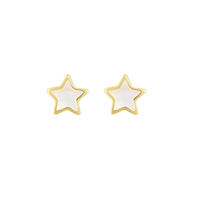 Image of Dew Gold Plated Sterling Silver with Mother of Pearl Star Stud Earrings