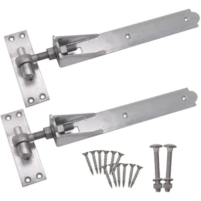 Image of Adjustable Gate Hinges Heavy Duty Hook and Band for Wooden Gates Galvanised 350mm / 14 Inch