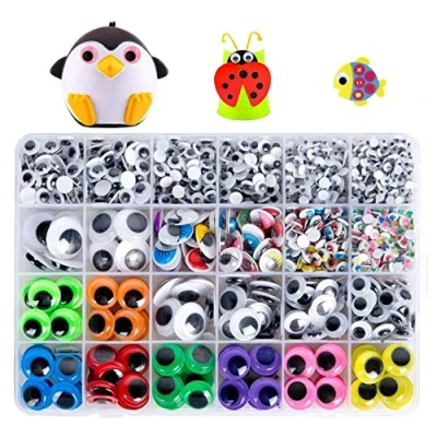 Image of Geluode 1700pcs Googly Wiggle Eyes Self Adhesive for Craft Sticker Multi Colors and Sizes DIY Doll Making Scrapbooking Accessories
