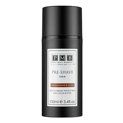Image of Pall Mall Barbers, Finest Shave Care for Men Since 1896 Pre Scrub, Sandalwood &amp; Clove 100ml Mens Face Scrub Close Remove Dead Cells and Open Pores