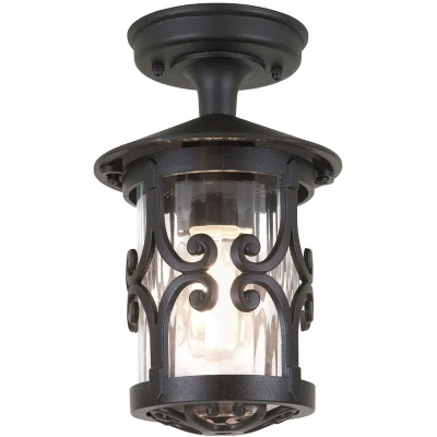 Image of Hereford 1 Light Outdoor Ceiling Lantern Black, E27
