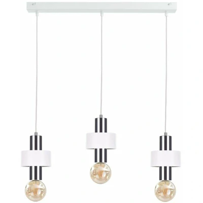 Image of Unica Bar Pendant Ceiling Light White, Silver, 60cm, 3x E27