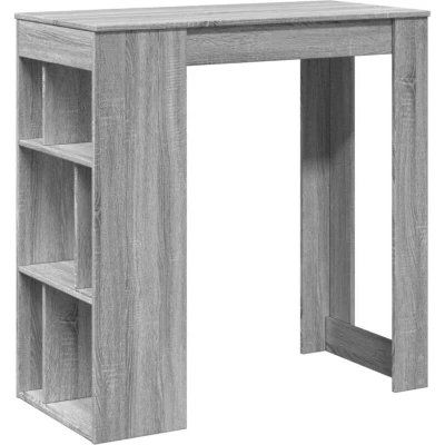 Image of vidaXL Bar Table with Racks Grey Sonoma, 6 Storage Compartments, Engineered Wood, Ample for Kitchen, Living Room, Dining Area, Pub Bistro, 102 x 50 103.5 cm