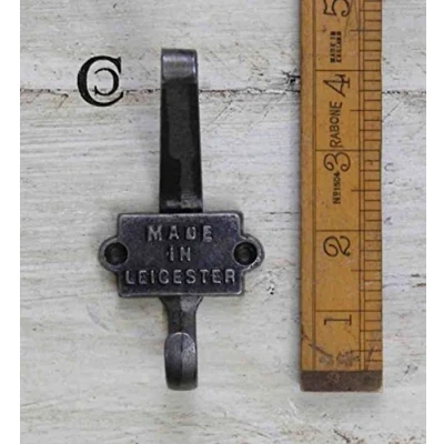 Image of Black Country Metal Works Cast Iron 2 Part Double Coat Hook Made in Leicester 110mm