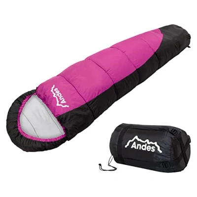 Image of Andes Pichu 300 2 3 Season Childrens/Kids Camping Sleeping Bag Pink/Black