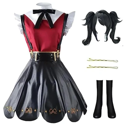 Image of HSJZBQSM Needy Girl Overdose Cosplay Costume with Wig KAngel Dress Ame Chan JK Uniform Full Set (Red 2, XL)