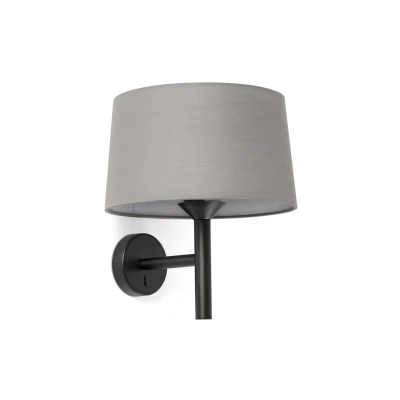 Image of Windsor Wall Lamp with Shade Black, Grey 1x E27