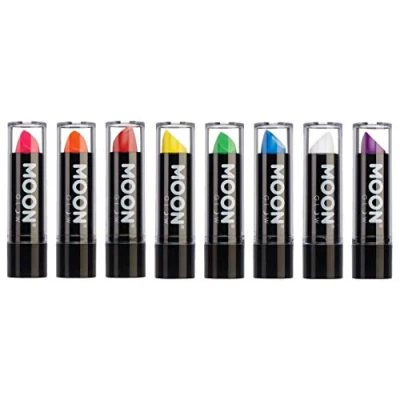 Image of Neon UV Lipstick by Moon Glow Intense set of 8 colours Bright Coloured Glows under