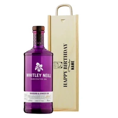 Image of Personalised Happy Birthday Whitley Neill Rhubarb &amp; Ginger Gin Gift Set Gifts For Him, Her, Christmas, Birthday&#039;s, Father&#039;s Day, Mother&#039;s Day