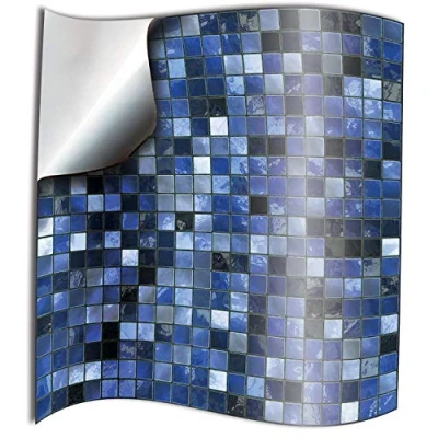 Image of Kitchen Bathroom Tile Stickers Transfers Flat Printed Covers for 6 x inch 15 15cm Tiles Stick On Wall Peel N (6x6 48 Individual Stickers, Blue)