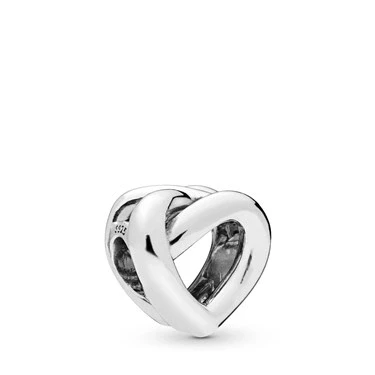 Image of PANDORA Moments Women&#039;s Sterling Silver Knotted Heart Bracelet Charm, No Box