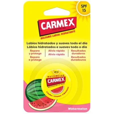 Image of Carmex Lip Balm SPF15 Watermelon Jar 7.5g Moisturizes, Protects, Repairs, Soothes and Smoothes Lips