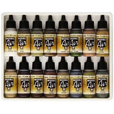 Image of Vallejo Model Air Extreme Modelling Tank Acrylic Paint Set for Brush Assorted Colours (Pack of 16),17 ml 16), Red