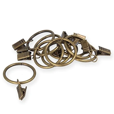 Image of White Hinge 35mm Antique Brass Curtain Rod Clip Ring Pack Of 20