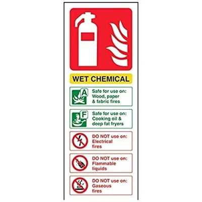 Image of V Safety Wet Chemical Id Fire Extinguisher Sign 75mm x 200mm 1mm Rigid Plastic