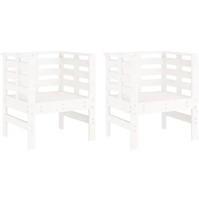Image of vidaXL Garden Chairs 2 pcs White 61.5x53x71 cm Solid Wood Pine