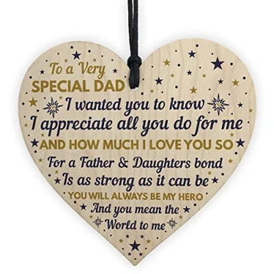 Image of RED OCEAN SPECIAL Dad Wooden Heart Birthday Gift From Daughter Gifts Thank You Keepsake