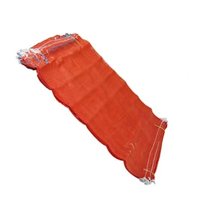 Image of Orange Net Sacks 50cm x 78cm Holds up to 30Kg with Drawstring Raschel Bags Mesh Vegetables Logs Kindling Wood (100)