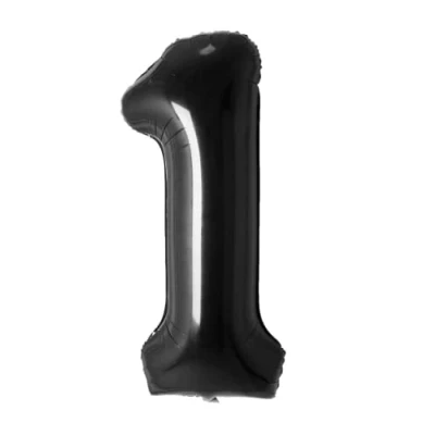 Image of Zebra Balloons Black Number 1 Foil Balloon, 101cm/40inch