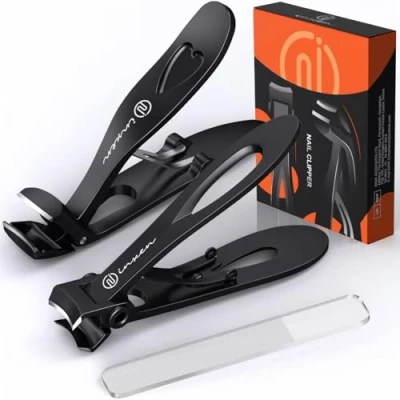 Image of Toe Nail Clippers for Thick Nails Seniors 3 Pack Ergonomic Heavy Duty Angled Head with CatcherPremium Steel Wide Opening Large German Fingernail Cutter Men Women