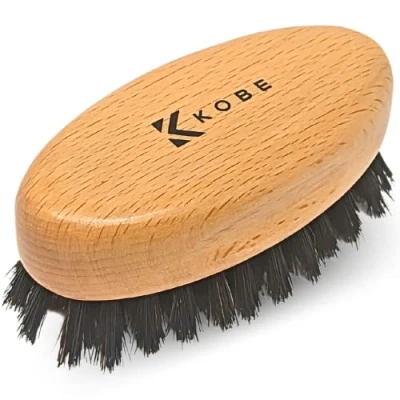 Image of Kobe Palm Men&#039;s Military Style Boar Bristle Hair Brush/Beard Brush Travel Pocket Friendly Beard for Men Perfect Care Works Well With Oils (Light Beech)
