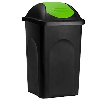 Image of Stefanplast® Waste Rubbish Bin Swing Lid 60 Litre Dust Container Refuse Plastic Kitchen Dustbin Home (Green)