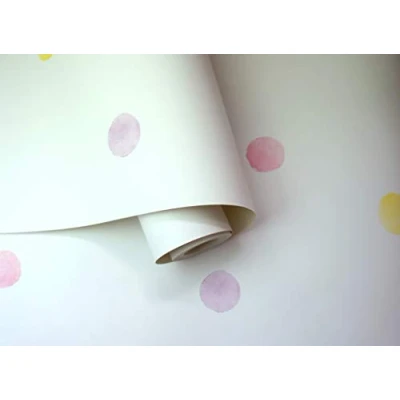 Image of Holden Watercolor Dots Pink/Yellow Wallpaper