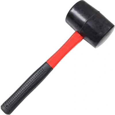 Image of 32oz Solid Rubber Mallet Hammer with Soft Grip for Slabs, Bricklaying, DIY Jobs, Tent Pegs,Camping Paving Racking Laying Tiles Construction