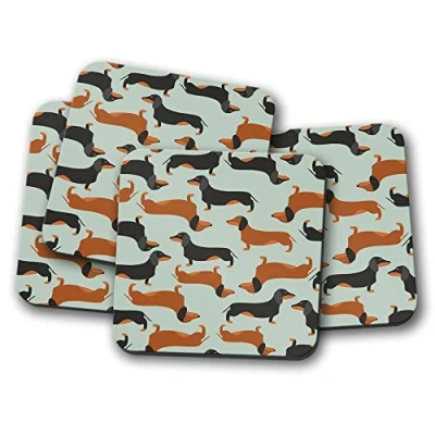Image of 4 Set Cute Dachshund Coaster Sausage Dog Puppy Hound Pet Kids #14369