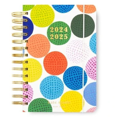 Image of Kate Spade New York Medium Weekly and Monthly Planner August 2024 December 2025, Hardcover Spiral Agenda, Daily with Calendar, Stickers, &amp; Pockets (Golf Balls)
