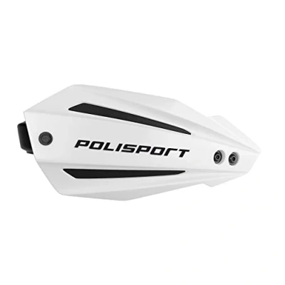 Image of Polisport 8308600002 Hand Protectors Bullit FWA 2 Attachment Points with Plastic Bridge MX Style Made of Including Mounting Kit Compatible All MX/Enduro Models in Colour White