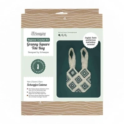 Image of Scheepjes Granny Square Blue Tote Bag Beginner Crochet Kit 1 Set