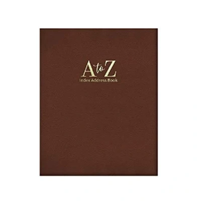 Image of The Home Fusion Company Large A Z Leather Look Padded Address Book Brown