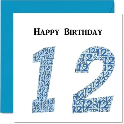 Image of Fun 12th Birthday Cards for Boys Shapecloud Happy Card Son Daughter Brother Sister Grandson Granddaughter Niece Nephew Cousin, 145mm x Greeting Cards,
