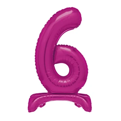 Image of Unique 12876 Giant Standing Foil Number 6 Balloon 76 cm Hot Pink