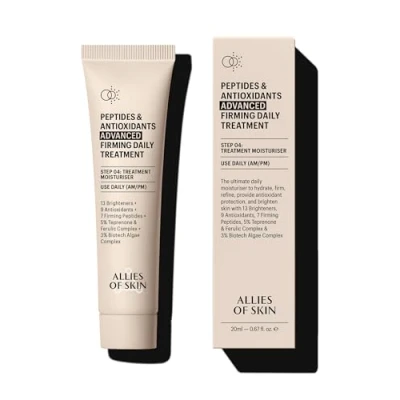 Image of Allies of Skin Peptides &amp; Antioxidants Advanced Firming Daily Treatment with 13 Brighteners, 9 Antioxidants, 7 Peptides, 5% Teprenone Ferulic Complex and 3% Biotech Algae 20ml/0.67oz