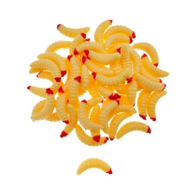 Image of 50Pcs 1Inch Silicone Soft Maggot Worm Artificial Bread Fishing Lure (Beige)