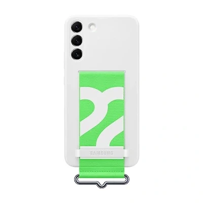 Image of Samsung Silicone Back Cover With Strap White Galaxy S22+