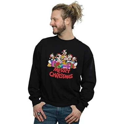Image of Disney Men&#039;s Mickey Mouse and Friends Christmas Sweatshirt Black XXX Large