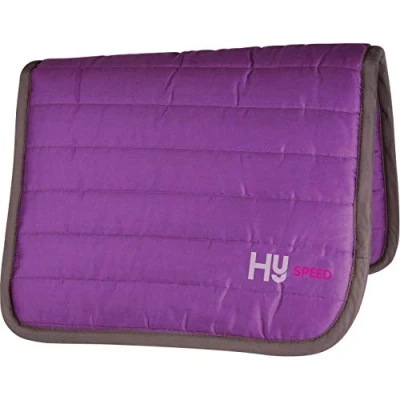 Image of HySPEED Thick Reversible Comfort Protection Poly Saddle Pad/Saddlecloth Purple/Dark Grey Trim