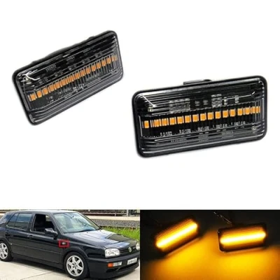 Image of RZG 2x Clear Lens Side Indicator Amber LED Marker Repeater Light For 1991 1995 Golf MK3 Vento Pre LCI