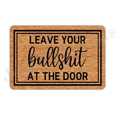 Image of Joelmat Leave Your Bullshit at The Door Entrance Non Slip Indoor Rubber Mats for Front Door/Bathroom/Garden/Kitchen/Bedroom 23.6&quot;x 15.7&quot;…