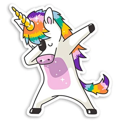 Image of 2 x 10cm Cute Dabbing Unicorn Vinyl Stickers Horse Girls Laptop Sticker #20787 (10cm Tall)