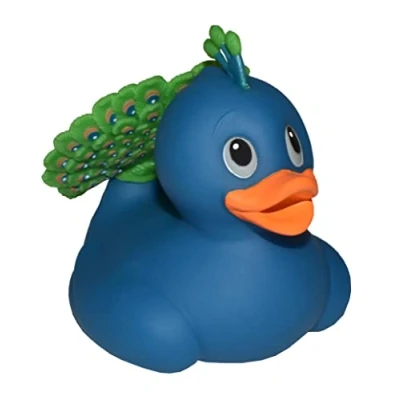 Image of Wild Republic Rubber Duck, Peacock, Gift for Kids, Great Kids and Adults, 4 inches
