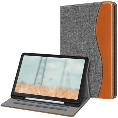Image of FINTIE Case for Samsung Galaxy Tab S6 Lite 10.4 Inch 2024/2022/ 2020 with S Pen Holder, Multi Angle Viewing Soft TPU Back Cover Pocket Auto Wake/Sleep, Denim Grey