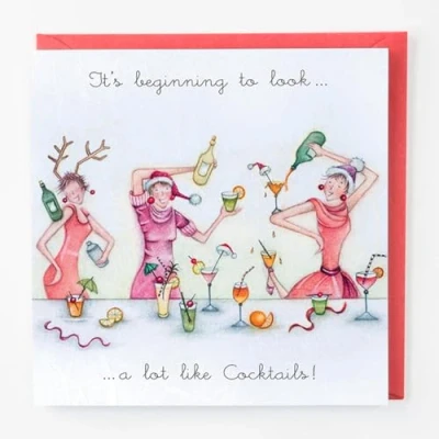 Image of Berni Parker Cocktails Christmas Card Its beginning to look a lot like