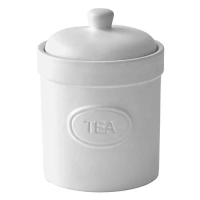 Image of BIA Tea Canister Matte White Storage Jar Stoneware Kitchen &amp; Organisation Available in and Black