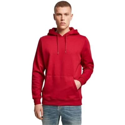 Image of Build Your Brand Men&#039;s Heavy Hoody Hooded Sweatshirt, Ruby, S