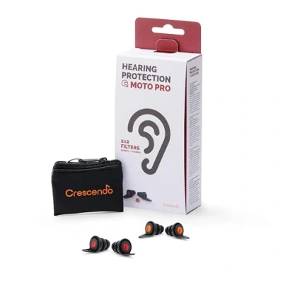 Image of Crescendo MotoPro Hearing Protection Special MESH® Filters 24dB Noise Reduction Comfortable for Use Under the Helmet Suitable Navigation System Users