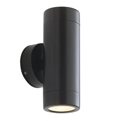 Image of Odyssey Satin Black Exterior Interior Up/Down GU10 Wall Light Spotlight Downlight Uplight IP65